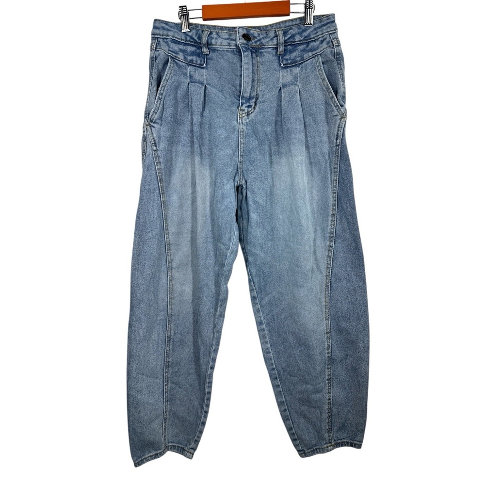 SO Women's Super High Rise Balloon Leg Blue Denim Jeans Size 11/30W - Picture 1 of 8